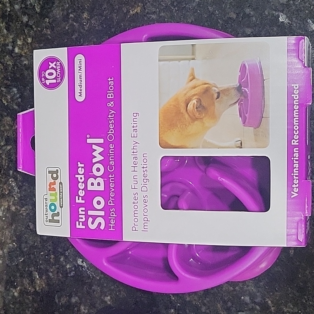 Nib Outward Hound Fun Feeder Slo Bowl Purple Medium / Mini